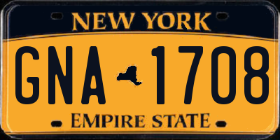 NY license plate GNA1708