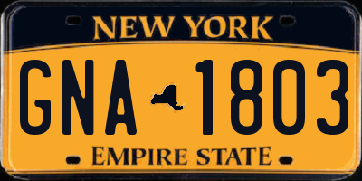 NY license plate GNA1803
