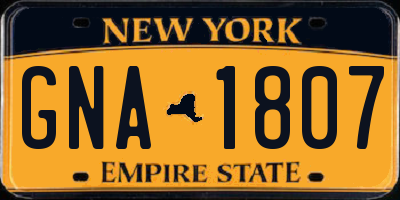 NY license plate GNA1807