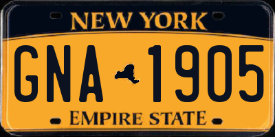 NY license plate GNA1905