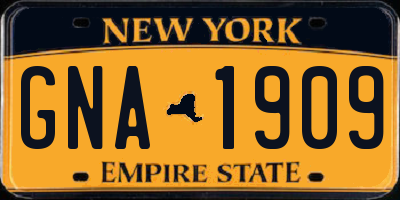 NY license plate GNA1909