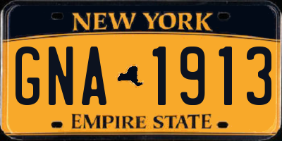 NY license plate GNA1913