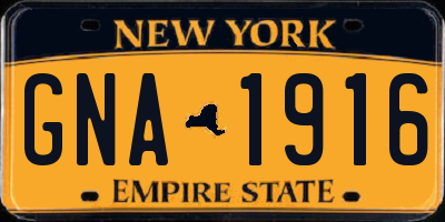NY license plate GNA1916