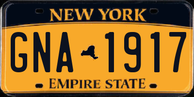 NY license plate GNA1917