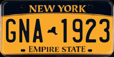 NY license plate GNA1923