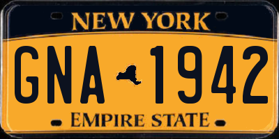 NY license plate GNA1942