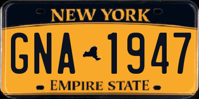 NY license plate GNA1947