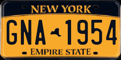 NY license plate GNA1954