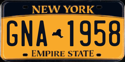 NY license plate GNA1958