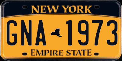 NY license plate GNA1973