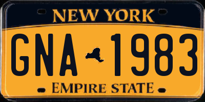 NY license plate GNA1983