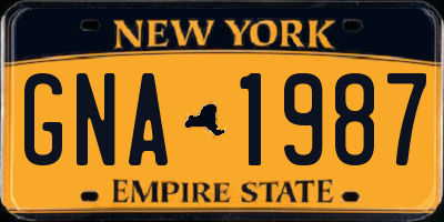 NY license plate GNA1987