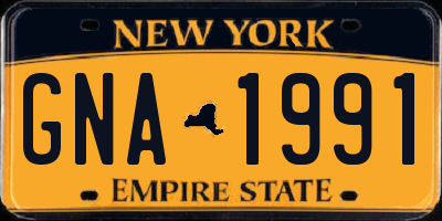 NY license plate GNA1991