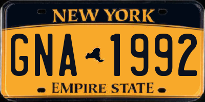 NY license plate GNA1992
