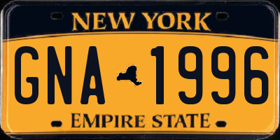 NY license plate GNA1996