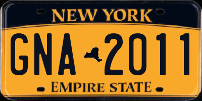 NY license plate GNA2011