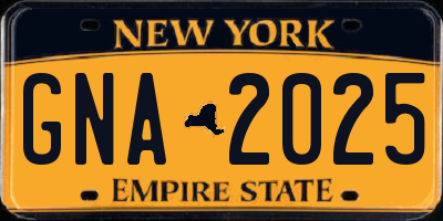 NY license plate GNA2025