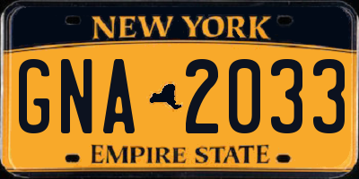 NY license plate GNA2033