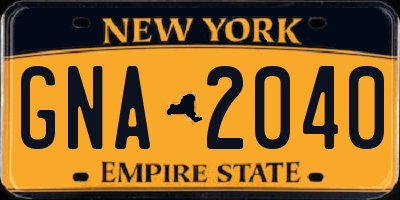 NY license plate GNA2040