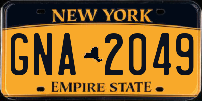 NY license plate GNA2049