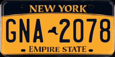 NY license plate GNA2078
