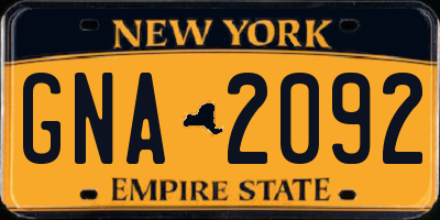 NY license plate GNA2092