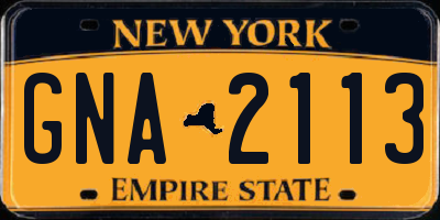 NY license plate GNA2113