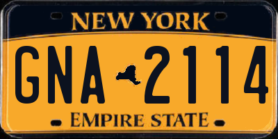 NY license plate GNA2114