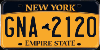 NY license plate GNA2120