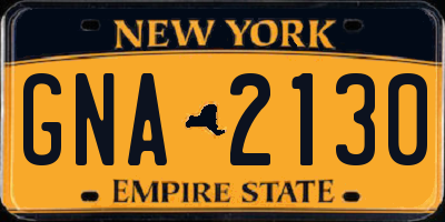 NY license plate GNA2130