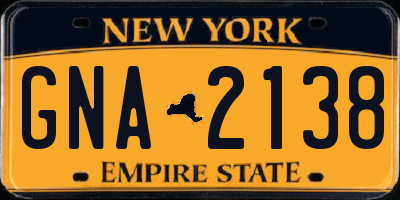 NY license plate GNA2138