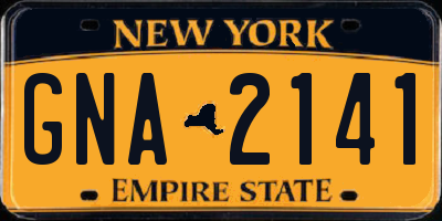 NY license plate GNA2141
