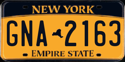 NY license plate GNA2163