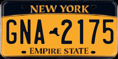 NY license plate GNA2175