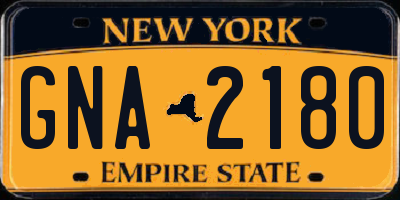 NY license plate GNA2180
