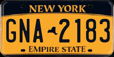 NY license plate GNA2183