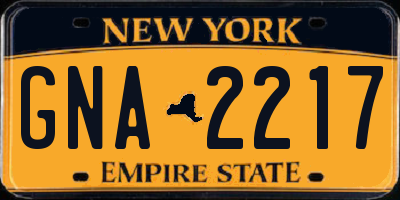 NY license plate GNA2217
