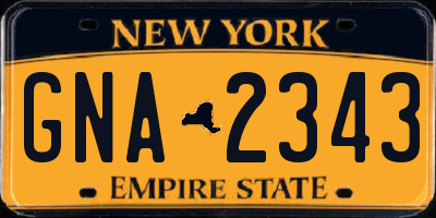 NY license plate GNA2343