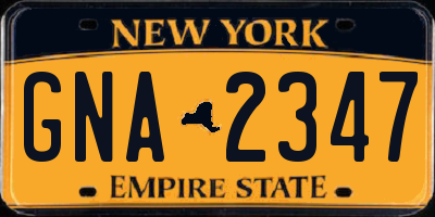 NY license plate GNA2347