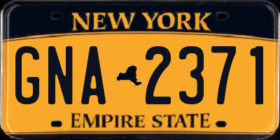 NY license plate GNA2371