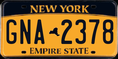 NY license plate GNA2378