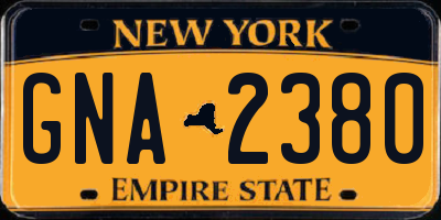 NY license plate GNA2380