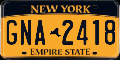 NY license plate GNA2418