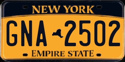 NY license plate GNA2502