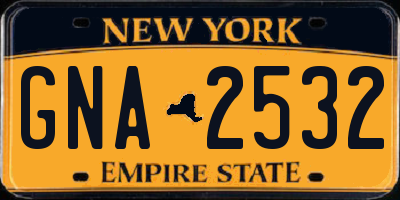 NY license plate GNA2532