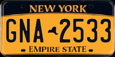 NY license plate GNA2533