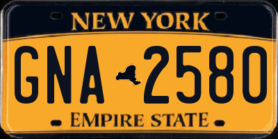 NY license plate GNA2580