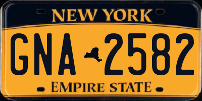 NY license plate GNA2582