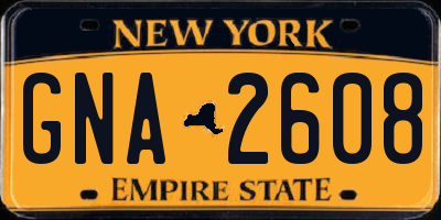 NY license plate GNA2608