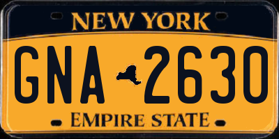 NY license plate GNA2630